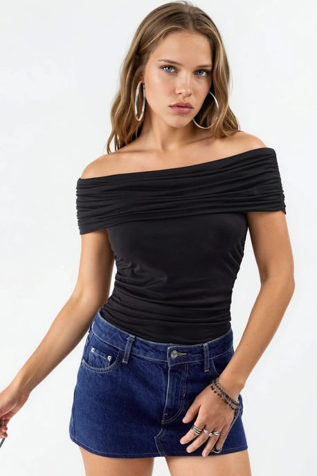 Een Schouder Drapé Blouse - Image 1