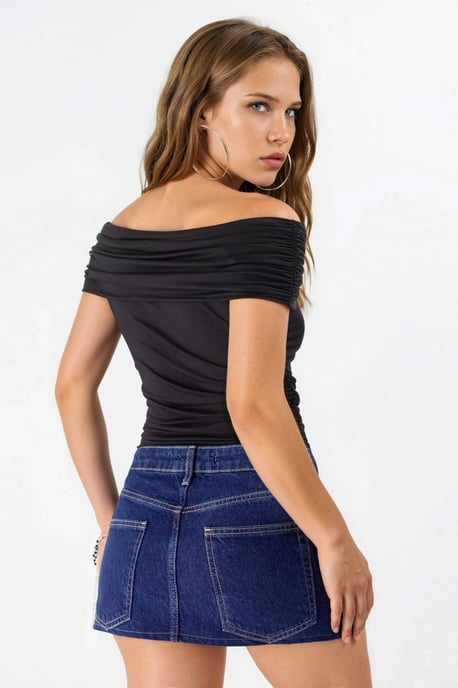 Een Schouder Drapé Blouse - Image 3