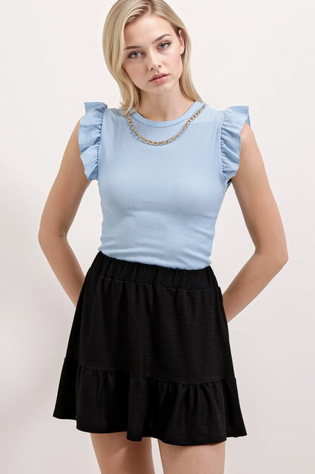 Geribbelde Mouwloze Crew Neck Blouse - Image 2