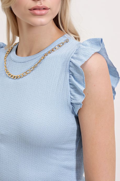 Geribbelde Mouwloze Crew Neck Blouse - Image 3