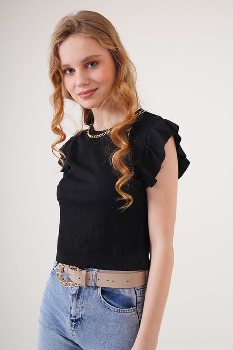 Geribbelde Mouwloze Crew Neck Blouse - Image 3