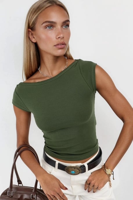 Slim Fit Boothals Blouse - Image 1