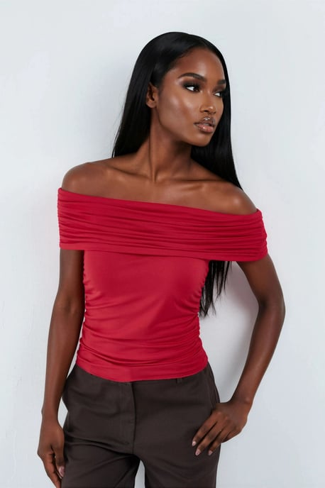 Een Schouder Drapé Blouse - Image 1