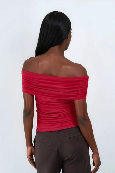 Een Schouder Drapé Blouse - Image 3