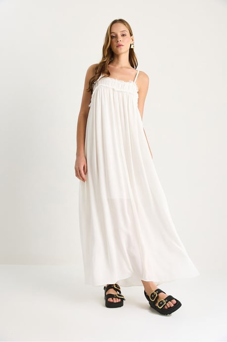 Geborduurde Maxi Jurk met Vierkante Kraag - Image 3