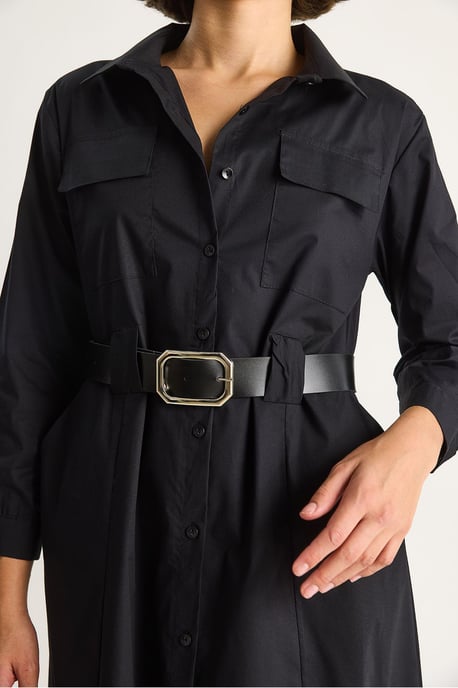 Maxi-jurk met lange mouwen, knoopsluiting en overhemdkraag - Image 6