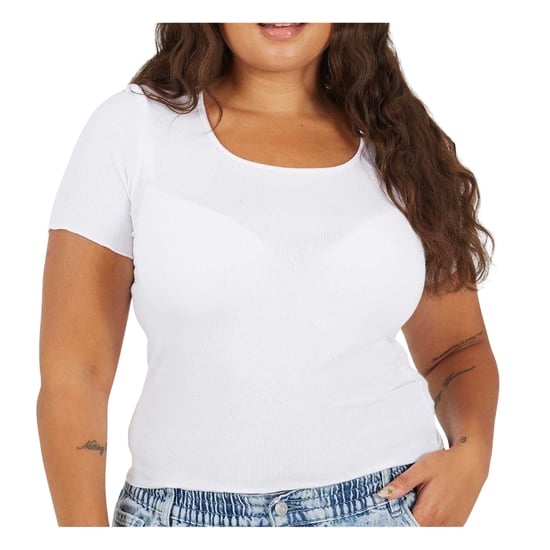 Brave Soul Dames/Dames Ronde Hals Plus Slank T-shirt (Wit) - Image 3