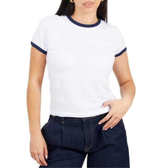 Brave Soul Unisex Contrast Detail Ringer Regular T-shirt voor volwassenen (Wit, Marine) - Image 2