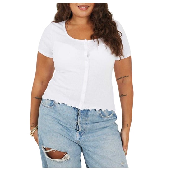 Brave Soul Dames/Dames Geribd Plus T-shirt (Wit) - Image 1