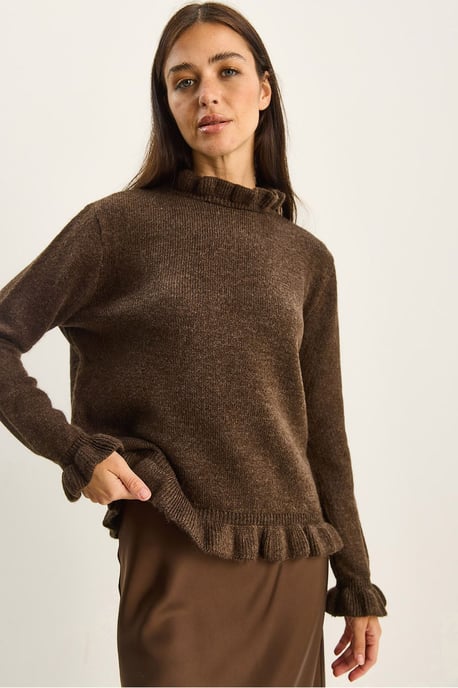 Gekruiste Halve Turtleneck Gebuttonde Gebreide Trui - Image 1