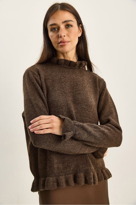 Gekruiste Halve Turtleneck Gebuttonde Gebreide Trui - Image 4