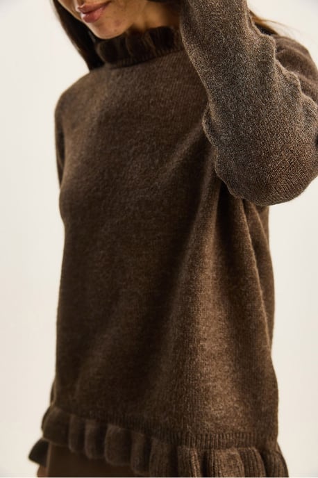 Gekruiste Halve Turtleneck Gebuttonde Gebreide Trui - Image 6
