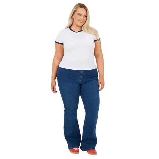 Brave Soul Dames/Dames Contrast Detail Plus T-shirt (Wit, Marine) - Image 1
