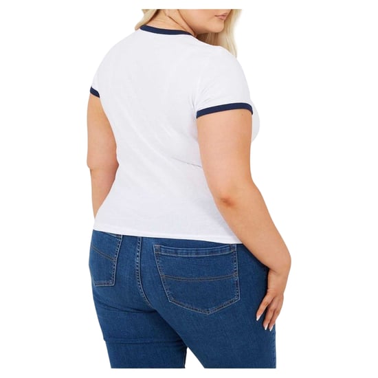 Brave Soul Dames/Dames Contrast Detail Plus T-shirt (Wit, Marine) - Image 3