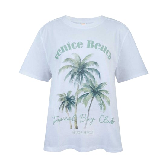 SoulCal Dames Oversized T-Shirt met Palmboom (Wit/Groen) - Image 1
