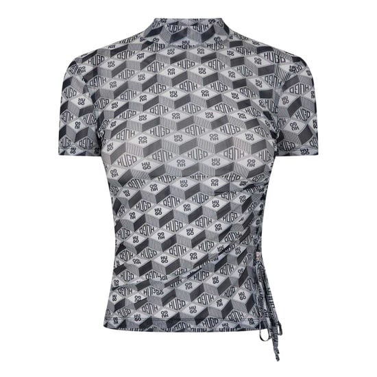 Hugo Dames-T-shirt met opdruk en hoge kraag (Grijs) - Image 1