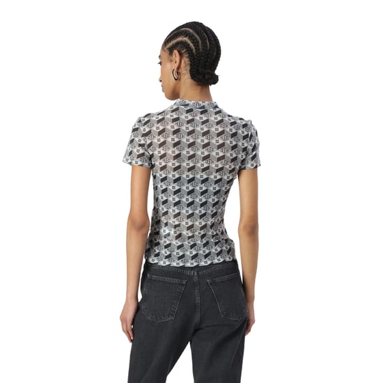 Hugo Dames-T-shirt met opdruk en hoge kraag (Grijs) - Image 2