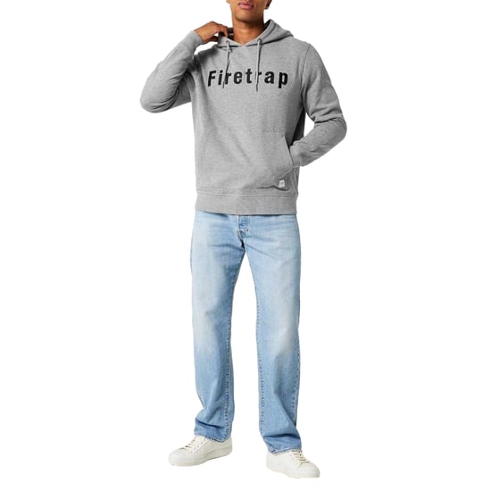 Firetrap Heren Grafische Fleece Hoodie (Grijze Mergel) - Image 4