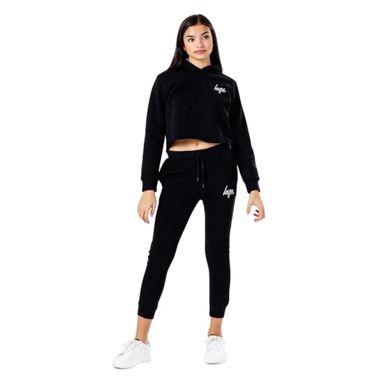 Hype Dames/Dames Script Cropped Hoodie en Joggers Set (Zwart) - Image 1