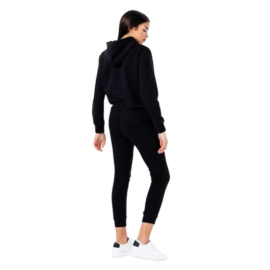 Hype Dames/Dames Script Cropped Hoodie en Joggers Set (Zwart) - Image 2