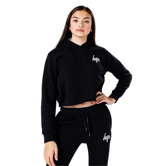Hype Dames/Dames Script Cropped Hoodie en Joggers Set (Zwart) - Image 3