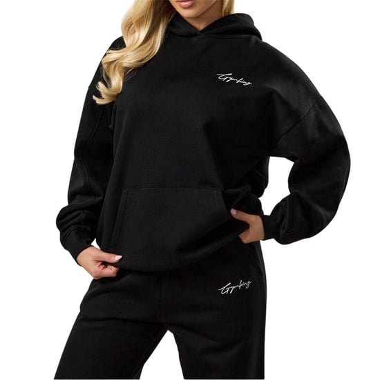 Gym King Unisex oversized hoodie met print voor volwassenen (Zwart) - Image 4