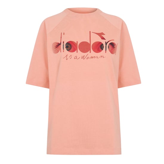 Diadora Dames Bloemen Runde Hals Raglan T-shirt (Koraal Rood) - Image 1