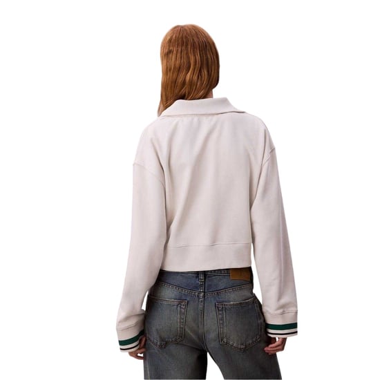 Calvin Klein Dames/Dames Geborduurd Logo Fleece Sweatshirt (Krijt) - Image 3