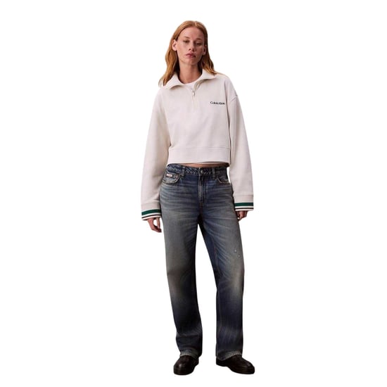 Calvin Klein Dames/Dames Geborduurd Logo Fleece Sweatshirt (Krijt) - Image 5