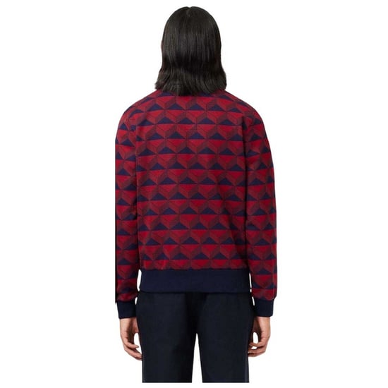 Lacoste Heren Robert George Sweatshirt met Motief Jacquard en volledige rits (Rood/Zwarte opdruk) - Image 2