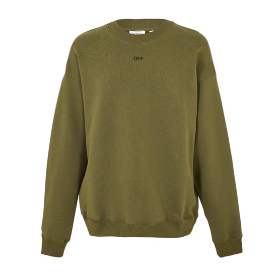Off White Heren Sweatshirt met lange mouwen en ronde hals (Mos/Zwart) - Image 1