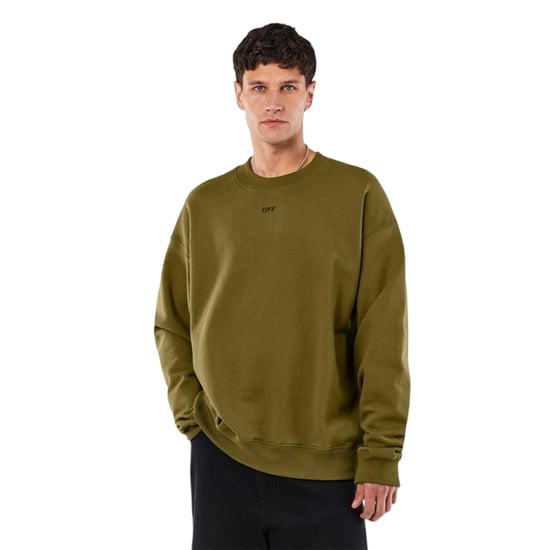 Off White Heren Sweatshirt met lange mouwen en ronde hals (Mos/Zwart) - Image 3