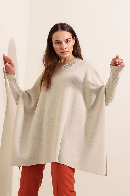 Oversized Halflange Col Lange Mouwen Gebreide Trui - Image 3