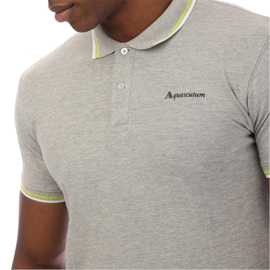 Aquascutum Heren Slim Korte Mouwen Polo Shirt (Grijs) - Image 3