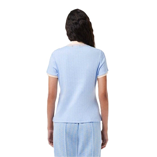 Lacoste Dames Jacquard Slim Korte Mouwen Polo Shirt (Blauw) - Image 2