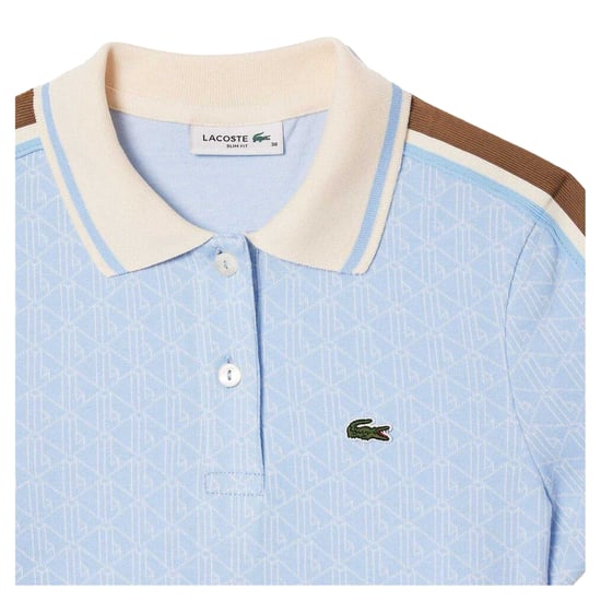 Lacoste Dames Jacquard Slim Korte Mouwen Polo Shirt (Blauw) - Image 3