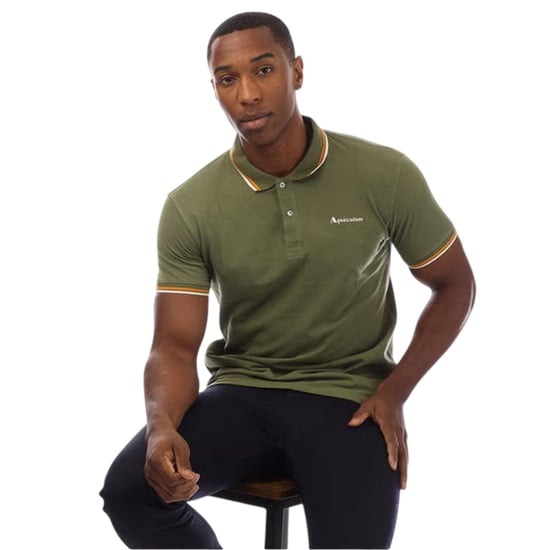 Aquascutum Heren Slim Korte Mouwen Polo Shirt (Groen/Wit) - Image 4