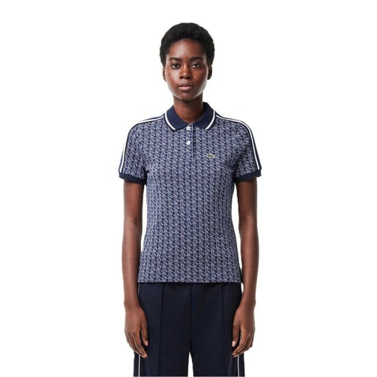 Lacoste Dames Jacquard Slim Kortekorte Polo (Methyl Blauw) - Image 4