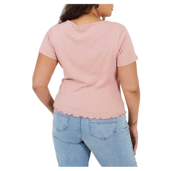Brave Soul Dames/Dames Geribd Plus T-shirt (Stoffige roos) - Image 2