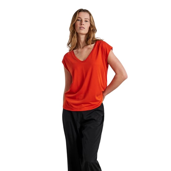 Pieces Pckamala gebreid T-shirt met V-hals voor dames (Mandarijn Tango) - Image 1