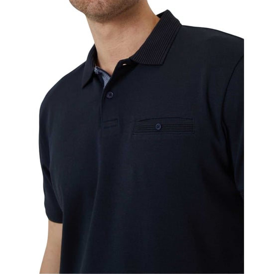 Threadbare Heren Regular Rolled Korte Mouwen Poloshirt (Navy) - Image 3