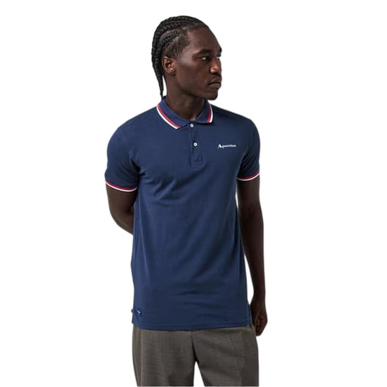 Aquascutum Heren Slim Korte Mouwen Polo Shirt (Marine/Wit) - Image 2