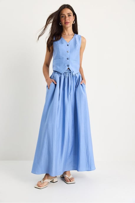 V-hals Vest en Maxi Rok Twee-delige Coördinate Set - Image 2