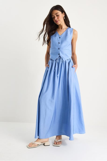 V-hals Vest en Maxi Rok Twee-delige Coördinate Set - Image 3