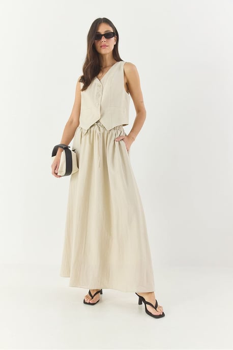 V-hals Vest en Maxi Rok Twee-delige Set - Image 4
