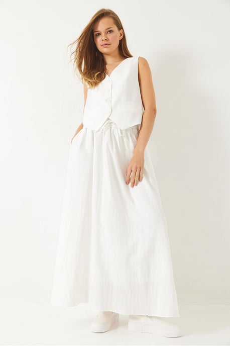 V-hals Vest en Maxi Rok Twee-Delige Set - Image 2