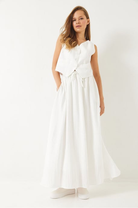 V-hals Vest en Maxi Rok Twee-Delige Set - Image 3