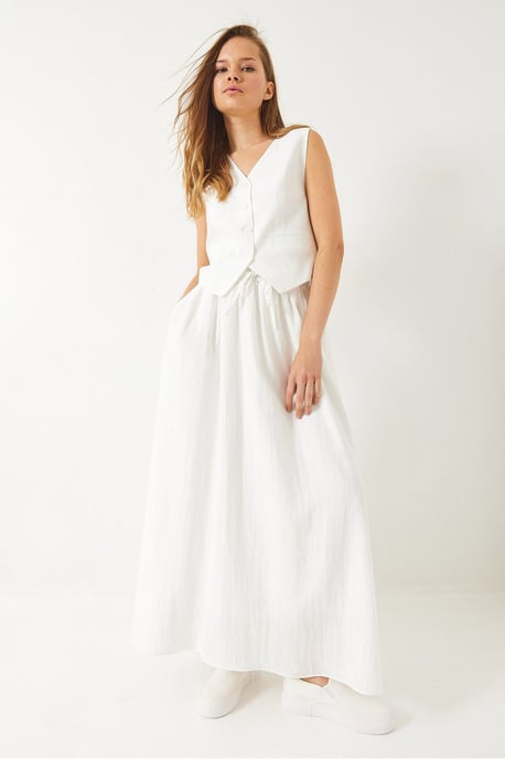 V-hals Vest en Maxi Rok Twee-Delige Set - Image 4