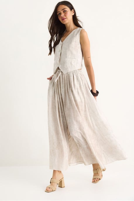 V-hals Vest en Maxi Rok Tweedelige Set - Image 1