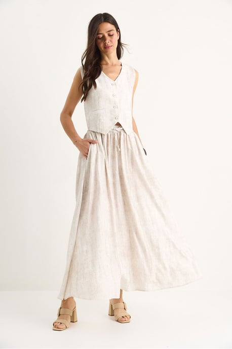 V-hals Vest en Maxi Rok Tweedelige Set - Image 2